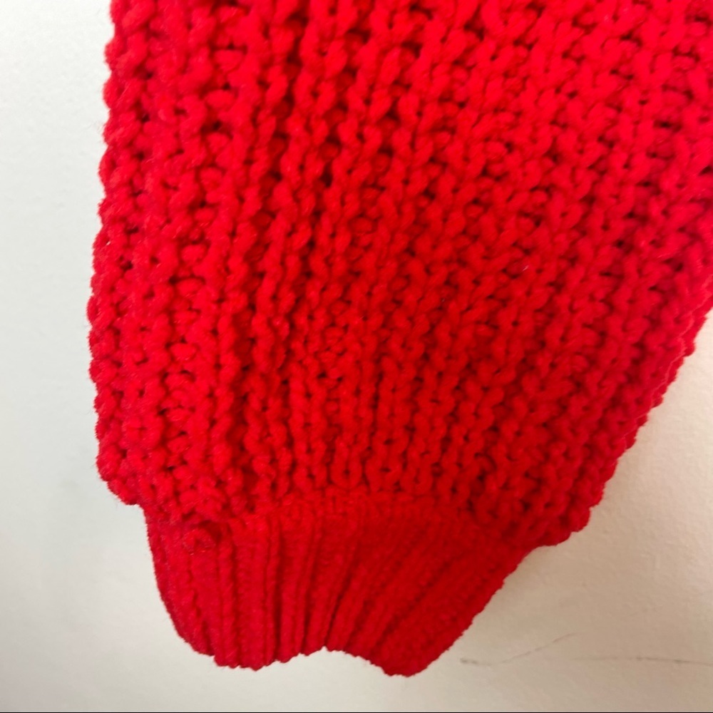 Alya Vibrant Red Knit Soft Cutout Sweater Size Medium - Picture 8 of 9
